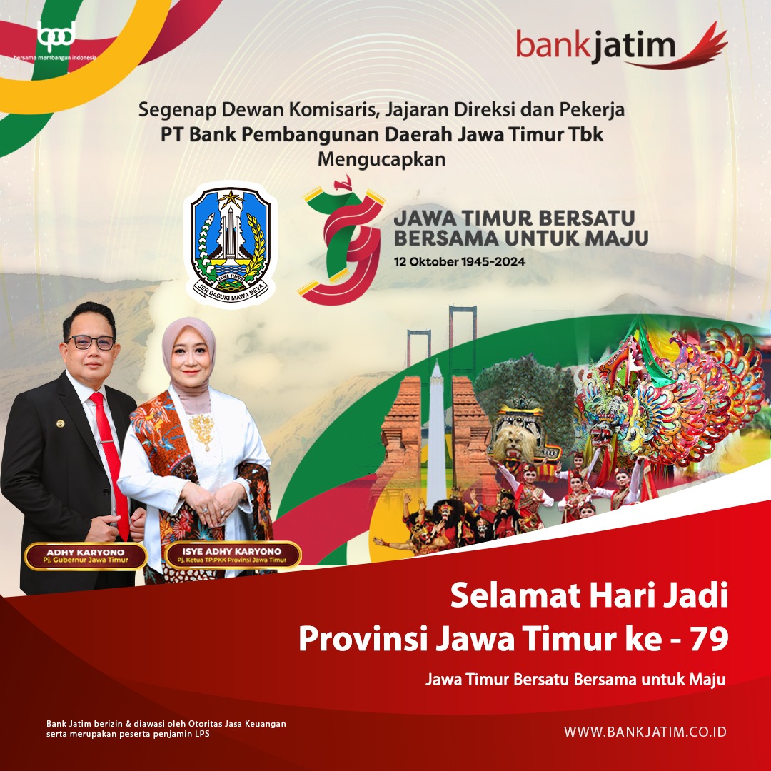 Thumbnail Ucapan Selamat Hari Jadi Provinsi Jawa Timur ke-79 oleh Bank Jatim