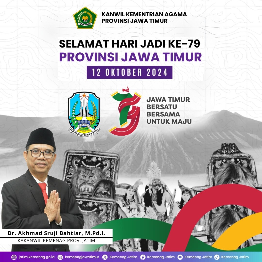 Ucapan Selamat Hari Jadi Provinsi Jawa Timur ke-79 oleh Dr. Akhmad Sruji Bahtiar, M.Pd.I