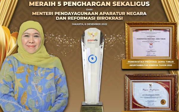 Thumbnail Borong Lima Penghargaan KemenPAN-RB, Gubernur Khofifah: Pengakuan Pelaksanaan Good Governance