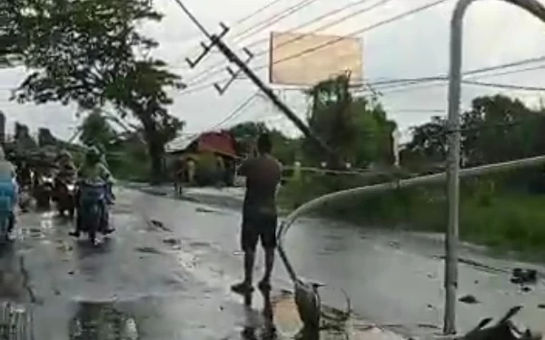 Thumbnail Pohon dan Tiang Listrik Roboh Diterjangan Puting Beliung di Gresik