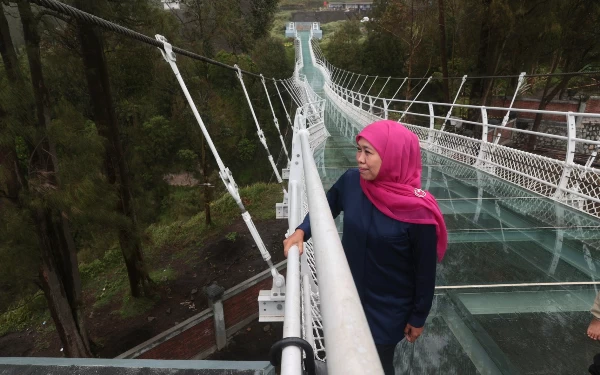 Thumbnail Berita - Khofifah Jajal Jembatan Kaca Seruni Point di Kawasan TNBTS