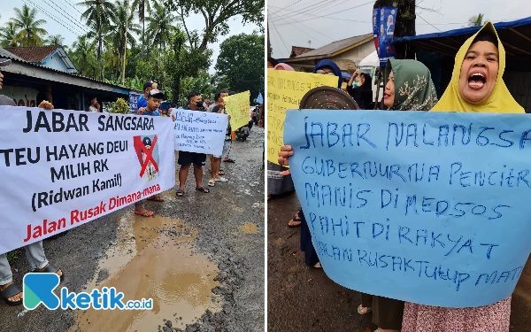 Thumbnail Jalan Provinsi Rusak, Warga Pelesetkan Jabar Juara Jadi Jabar Nalangsa