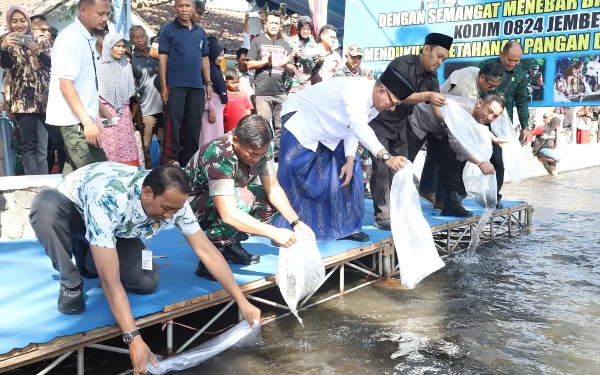 Tebar Ribuan Benih Ikan untuk Perbaiki Ekosistem Sungai di Jember