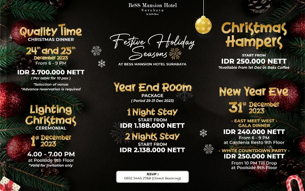 Thumbnail Berita - Rayakan Libur Natal dan Tahun Bari di BeSS Mansion Hotel Surabaya, Obral Diskon