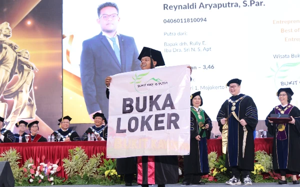 Thumbnail Viral,  Usai Diwisuda, CEO Destinasi  Wisata Bentangkan Spanduk Buka Loker