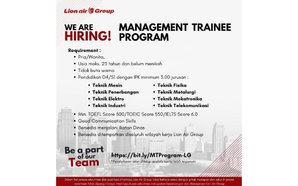 Thumbnail Lion Air Group Kembali Buka Program Management Trainee!