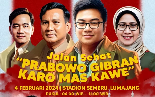 Thumbnail Jalan Sehat Prabowo-Gibran Karo Mas Kawe di Lumajang, Ada Hadiah Utama Umroh