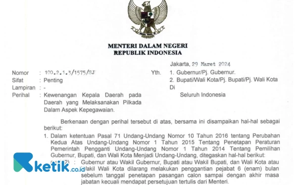 Thumbnail Mendagri RI Keluarkan Surat Edaran, Pelantikan Pejabat di Sleman Terancam Dibatalkan