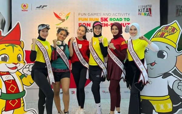 Thumbnail Beberapa Puteri Indonesia lainnya juga mengikuti acara Fun Run Road to PON Aceh Sumut 2024 (Foto: Suci for Ketik.co.id)