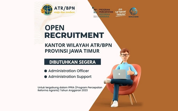 Loker Staf Administrasi Kantor BPN Provinsi Jatim, Simak Informasinya!