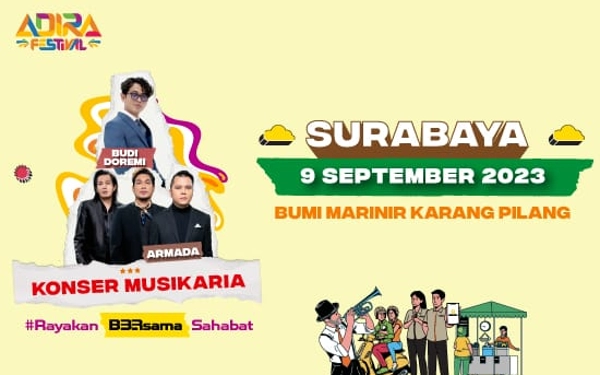 Thumbnail Rayakan Ulang Tahun ke-33, Adira Festival Tampilkan Budi Doremi dan Armada Band