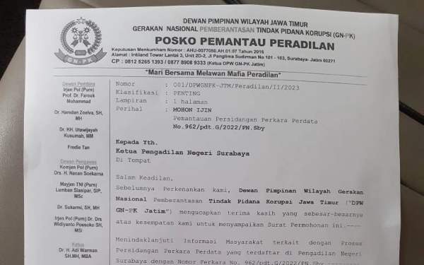 Thumbnail Selamatkan Pasar Semolowaru, GNPK Jatim Surati Ketua PN Surabaya 