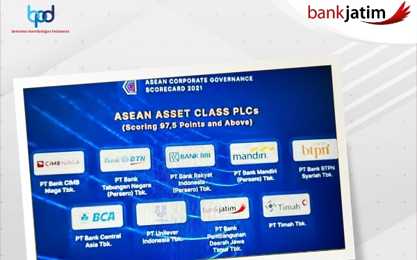 TOP! Bank Jatim Raih Penghargaan Asean Asset Class PLCs