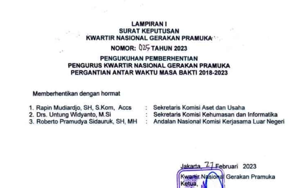 Thumbnail Sebelum Lengser, Ketua Kwarnas Berhentikan 3 Andalan Nasional