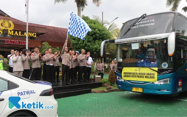 Ratusan Orang Antusias Ikuti Balik Mudik Gratis Polres Malang