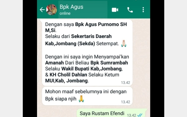 Thumbnail Berita - Muncul Modus Penipuan Catut Nama Wabup Jombang Sumrambah