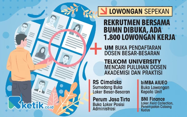 Thumbnail 8 Lowongan Kerja Sepekan: Rekrutmen Besar-besaran BUMN, UM hingga RS Cimalaka